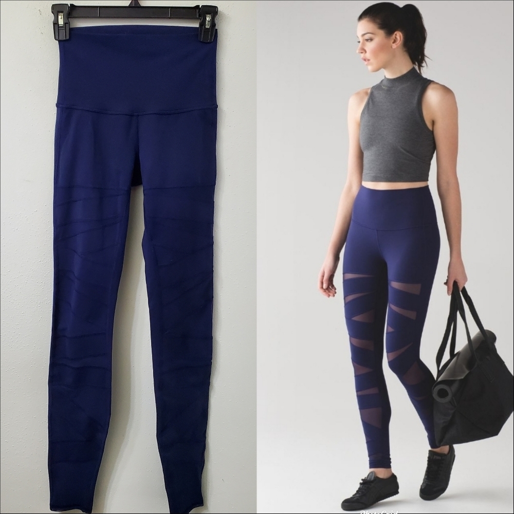 Lululemon Navy Wunder Under Hi-RiseTech Mesh EUC Size 4